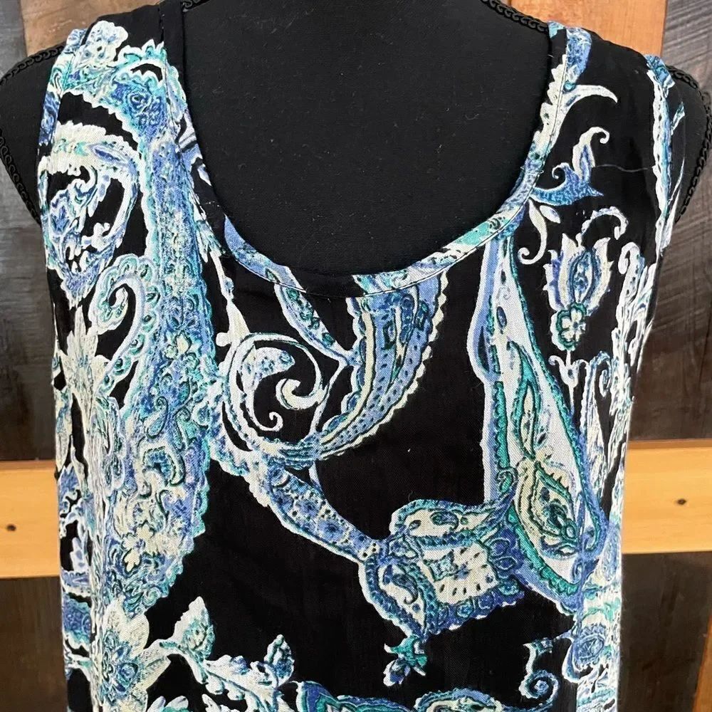 New with tags Papa Fashions paisley sleeveless lined tunic/dress with lace, XL - Picture 2 of 7